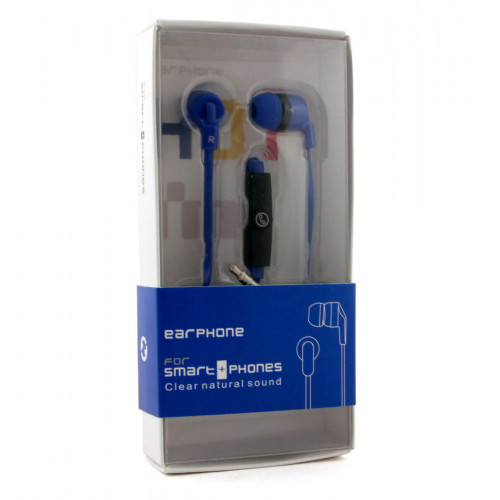Наушники M1 Blue, Mini jack (3.5 мм), вакуумные, микрофон на проводе